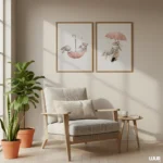 Nursery Wall Art Bunny Printable Set of 2, Cute Baby Animal Nursery Decor, Neutral Boho Kids Room Wall Art, Minimal Nursery Poster