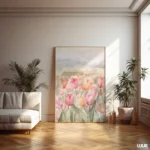 Floral Wall Art Printable, Soft Pink Tulip Art, Pastel Flower Wall Decor, Romantic Botanical Poster, Minimal Spring Home Decor, Digital Art - Image 6