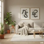 Gallery Wall Set Abstract Prints, Black Minimal Line Art Set of 2, Modern Neutral Wall Art, Minimal Poster Pair, Digital Download