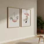 Nursery Wall Art Bunny Printable Set of 2, Cute Baby Animal Nursery Decor, Neutral Boho Kids Room Wall Art, Minimal Nursery Poster