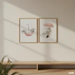 Nursery Wall Art Bunny Printable Set of 2, Cute Baby Animal Nursery Decor, Neutral Boho Kids Room Wall Art, Minimal Nursery Poster