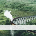 Green Wall Art, Steam Train Bridge, Mountain Landscape Wall Art, Vintage Railway Train Poster, Nature Travel Decor, Digital Download