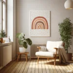 Nursery Wall Art Rainbow Printable, Boho Neutral Rainbow Nursery Decor, Kids Room Wall Art, Modern Minimal Baby Poster, Digital Download