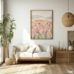 Floral Wall Art Printable, Soft Pink Tulip Art, Pastel Flower Wall Decor, Romantic Botanical Poster, Minimal Spring Home Decor, Digital Art