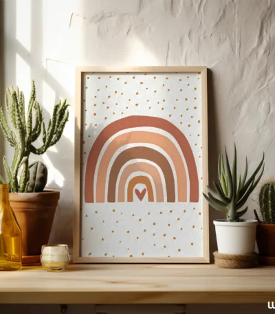 Nursery Wall Art Rainbow Printable, Boho Neutral Rainbow Nursery Decor, Kids Room Wall Art, Modern Minimal Baby Poster, Digital Download