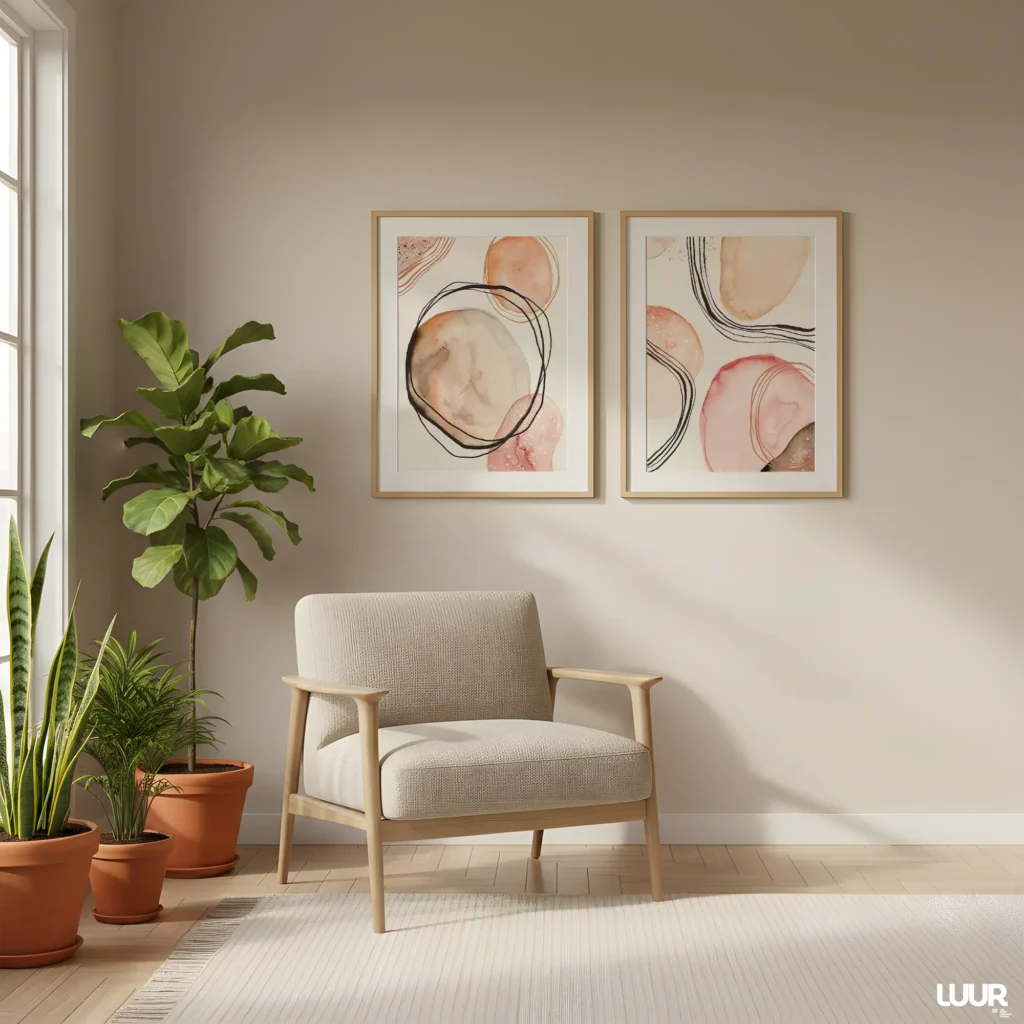 Abstract Wall Art Set of 2, Neutral Blush Printable, Modern Minimalist Wall Decor, Boho Gallery Wall Art Set, Set of 2 Prints, Abstract Art