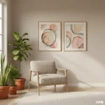 Abstract Wall Art Set of 2, Neutral Blush Printable, Modern Minimalist Wall Decor, Boho Gallery Wall Art Set, Set of 2 Prints, Abstract Art