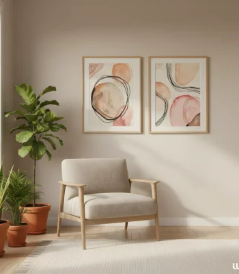 Abstract Wall Art Set of 2, Neutral Blush Printable, Modern Minimalist Wall Decor, Boho Gallery Wall Art Set, Set of 2 Prints, Abstract Art