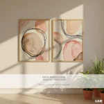 Abstract Wall Art Set of 2, Neutral Blush Printable, Modern Minimalist Wall Decor, Boho Gallery Wall Art Set, Set of 2 Prints, Abstract Art