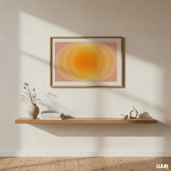 Orange Wall Art Sunset Print, Retro 70s Abstract Poster, Warm Minimalist Decor, Modern Boho Gallery Wall Art